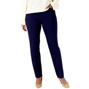 Susan Graver Women's Smart Ponte Knit Slim Leg Pant Navy - Petite